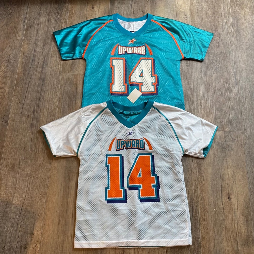 Upward Sports Reversible Basketball Jerseys Youth Teal White Orange Size YM (2)